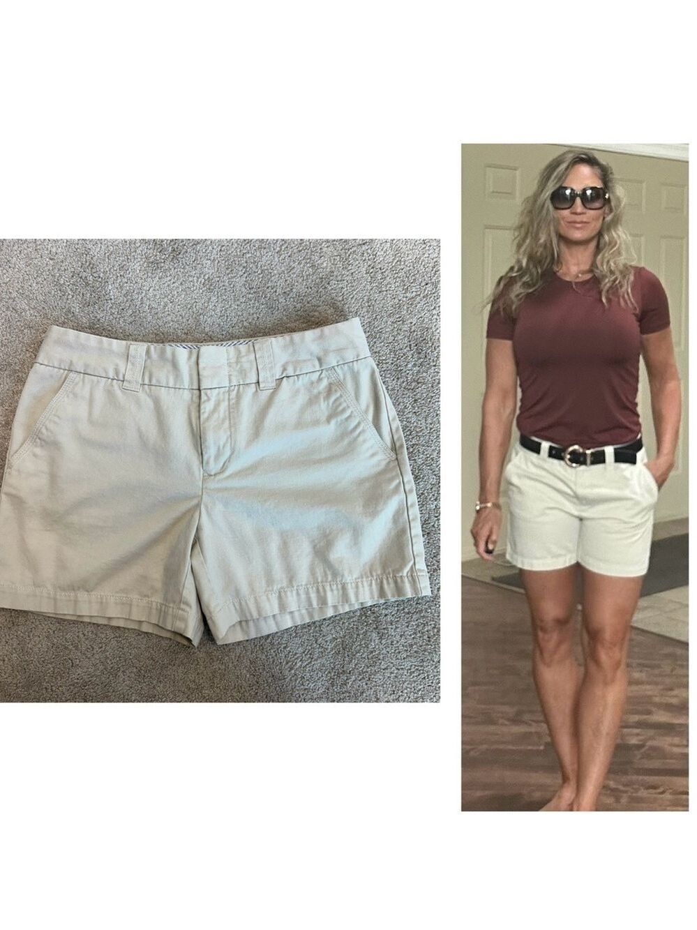 Tommy Hilfiger beige Chino shorts Sz 8 spring summer casual preppy pockets
